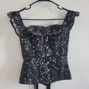 Corset Story Size Uk 8 Cotton Astronomy Top Whimsigoth Stars Retro Pin Up